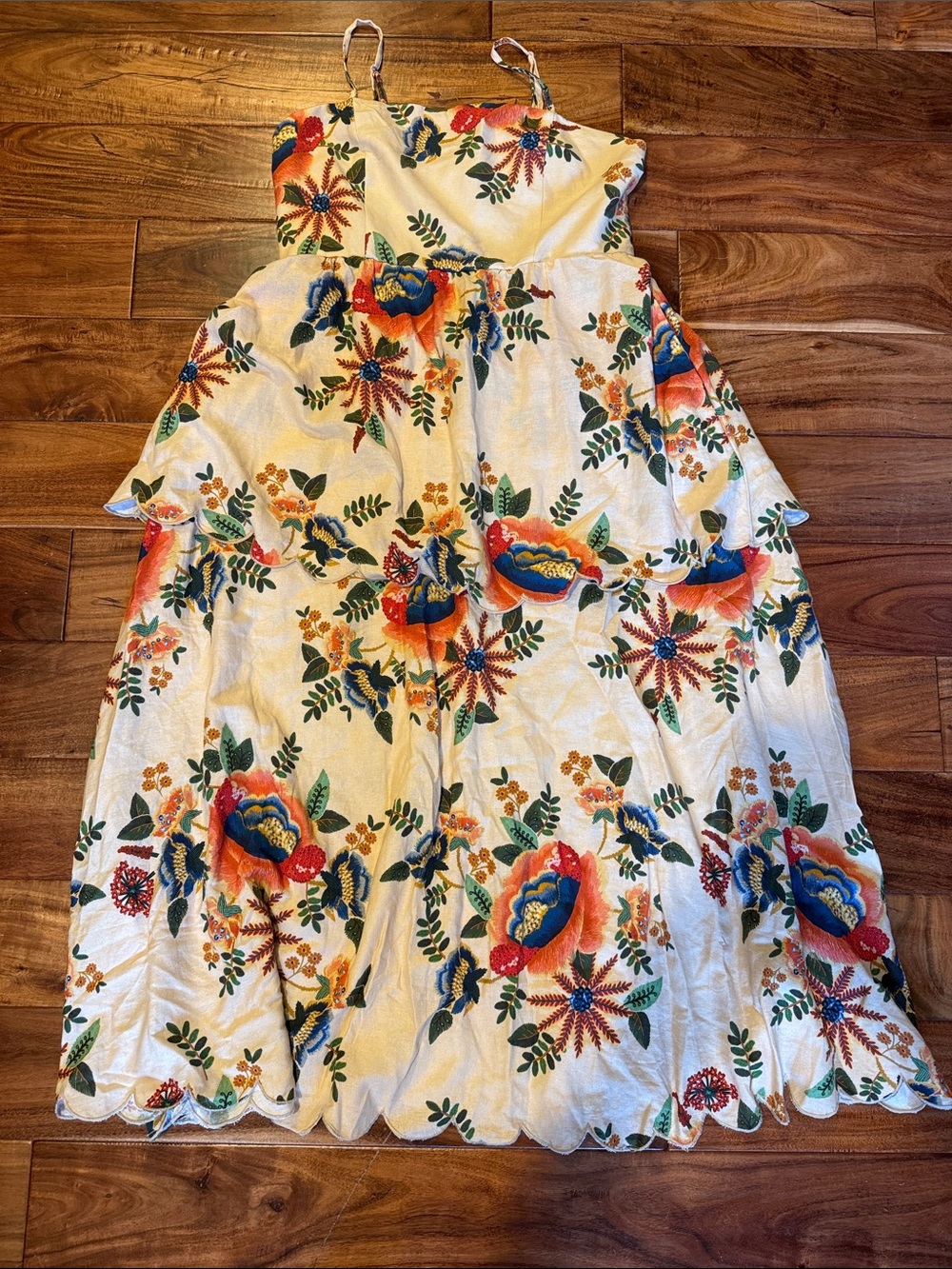 Christian Lacroix Floral Tiered Sundress with Multicolor Blooms, medium, EUC